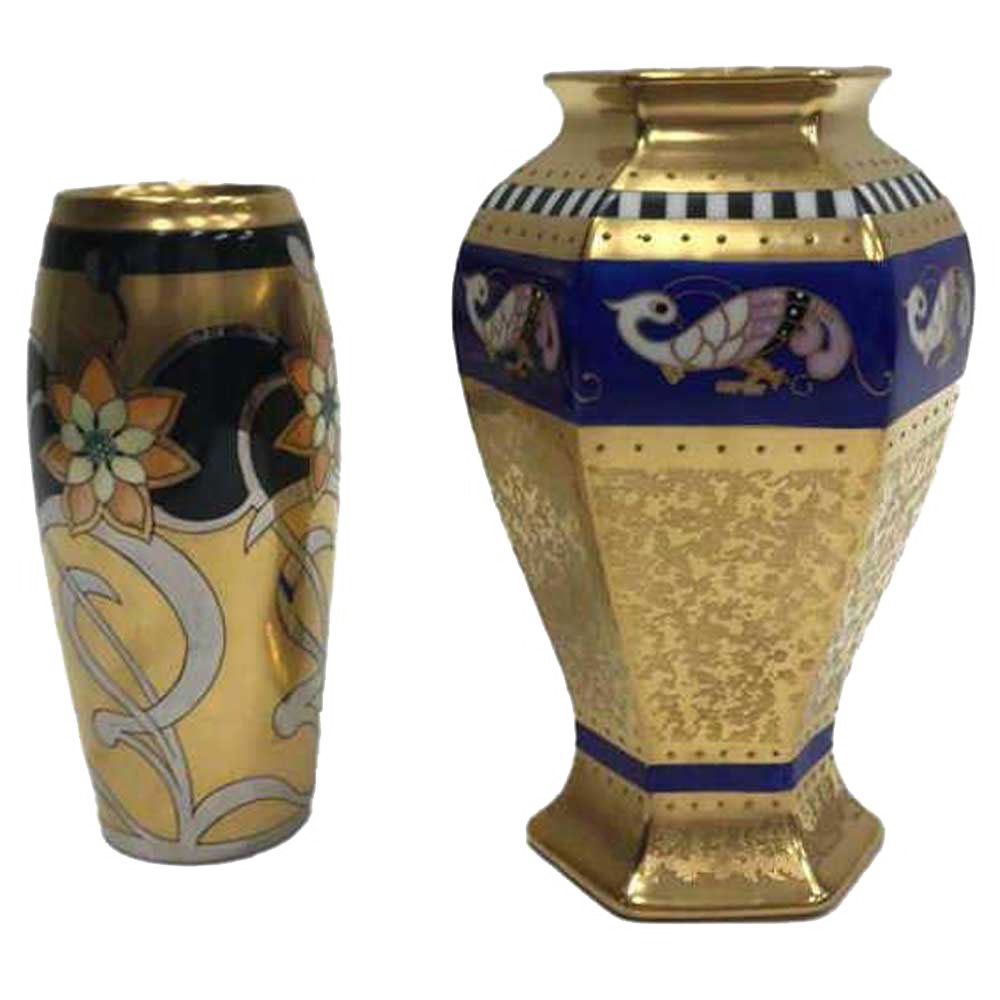 art vases blue gold