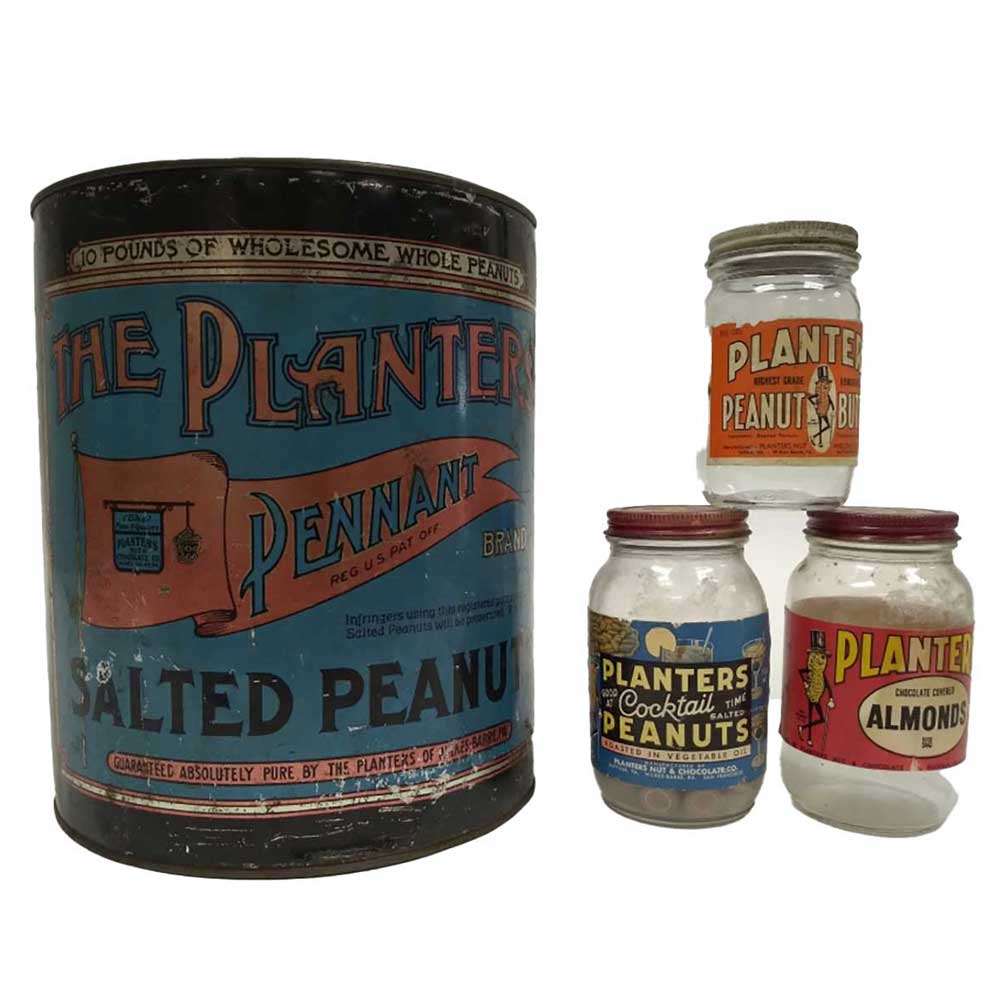 advertising peanut cans jars